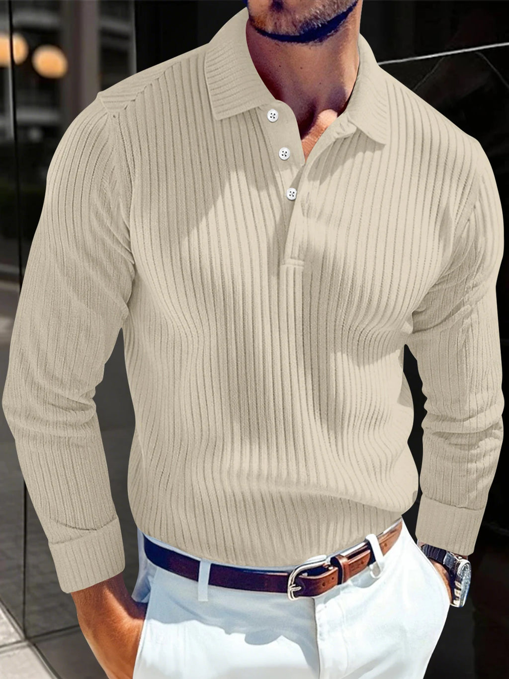 Casual Men Long Sleeve POLO Shirt