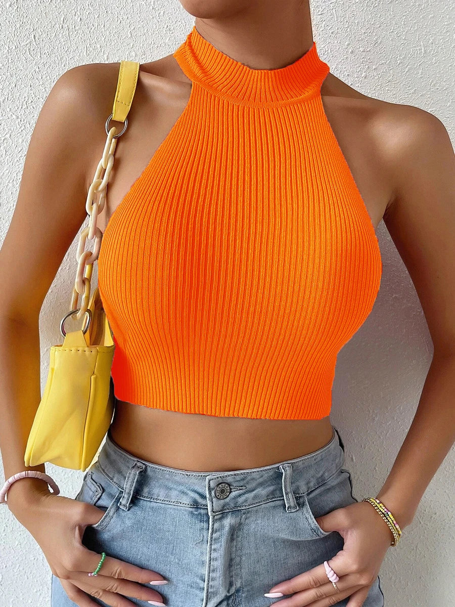 Women Basics Casual Knit Sleeveless