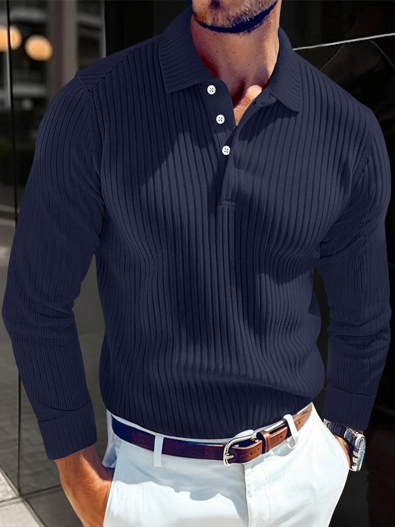 Casual Men Long Sleeve POLO Shirt