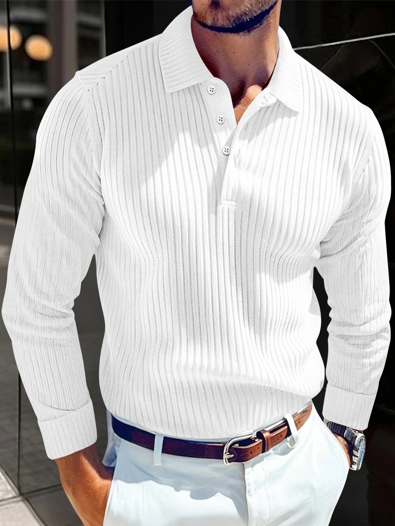 Casual Men Long Sleeve POLO Shirt